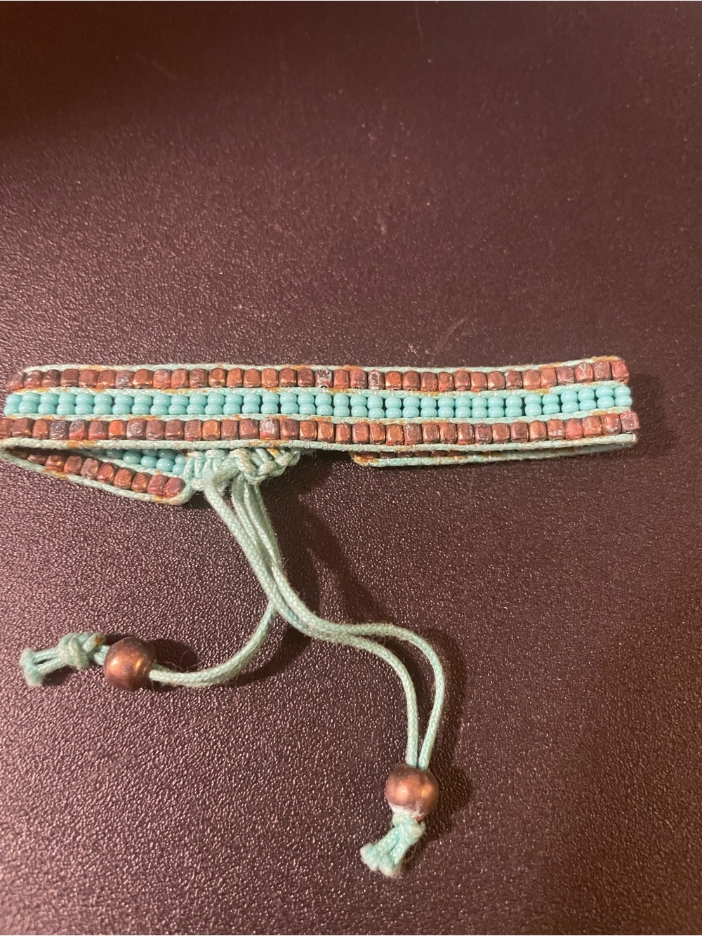 Turquoise Beaded Wrap Bracelet with Copper Accents
